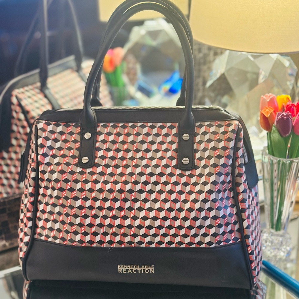 Kenneth Cole Reaction Black and Red Geometric Tote